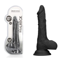 REALROCK 10'' Realistic Dong with Balls - Black REALROCK 10'' Realistic Dong with Balls - Black